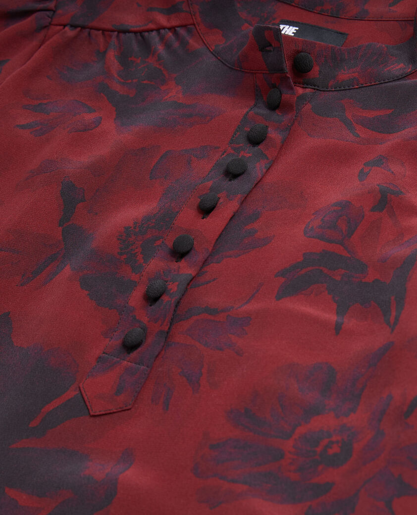 The Kooples FEMME BLACK - BURGUNDY top imprim&eacute; avec boutonnage
