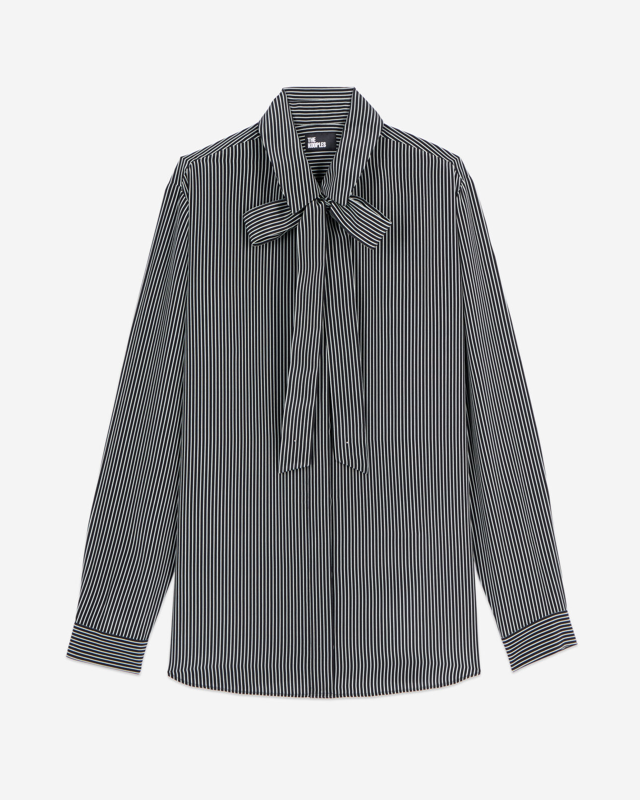 The Kooples WOMEN BLACK WHITE striped silk shirt
