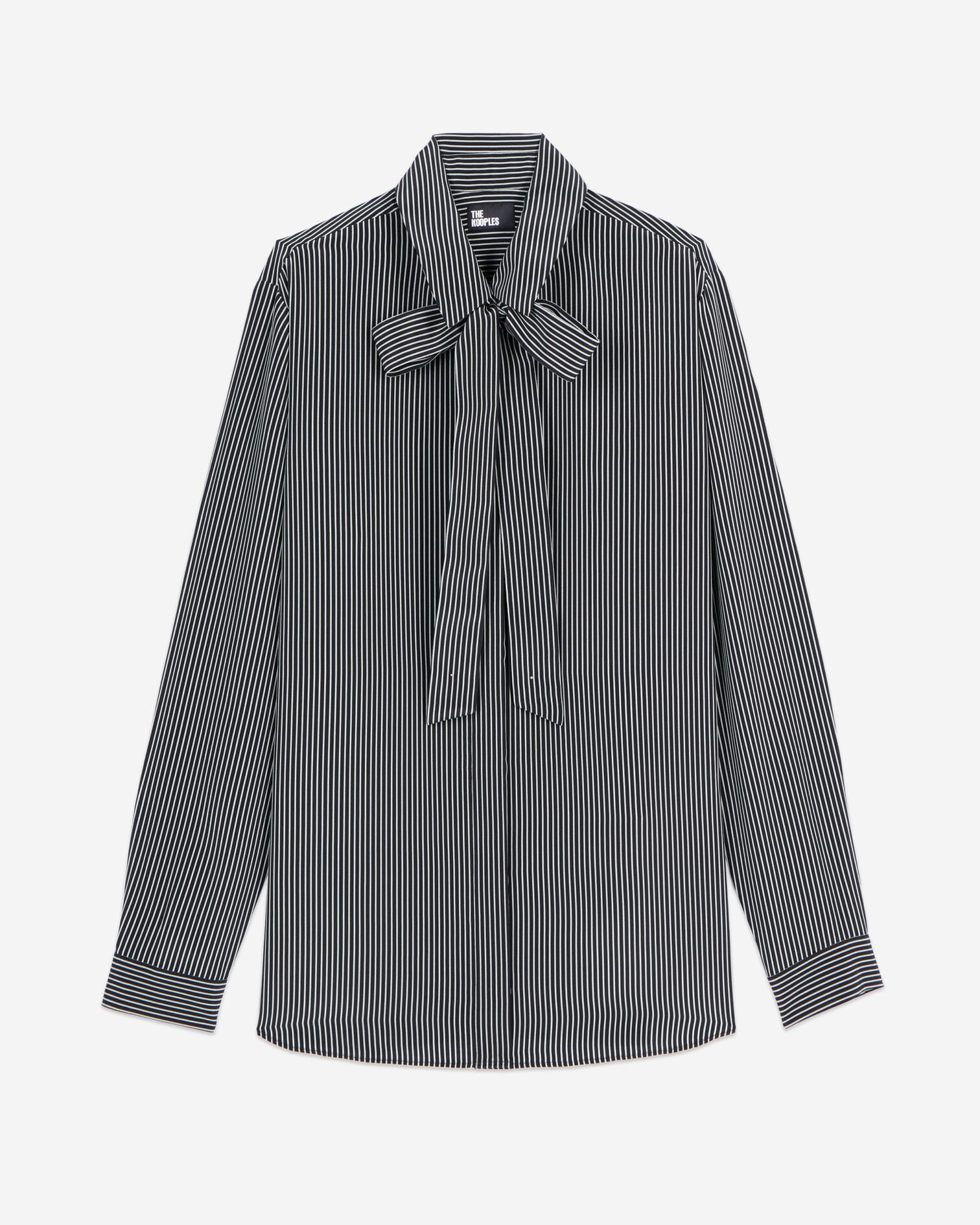 Striped silk shirt, BLACK WHITE, hi-res image number null
