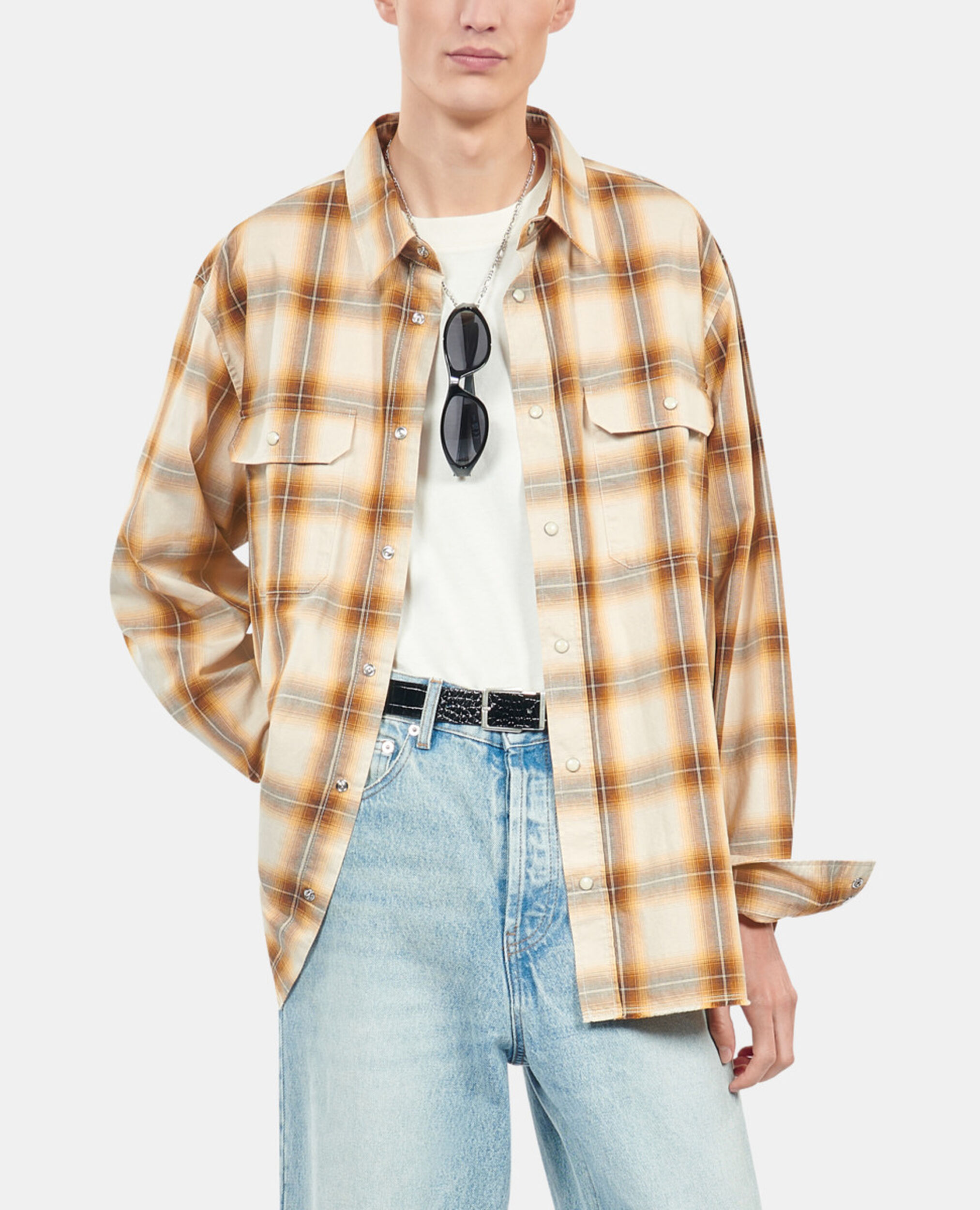 Checked shirt, BROWN-BEIGE, hi-res image number null