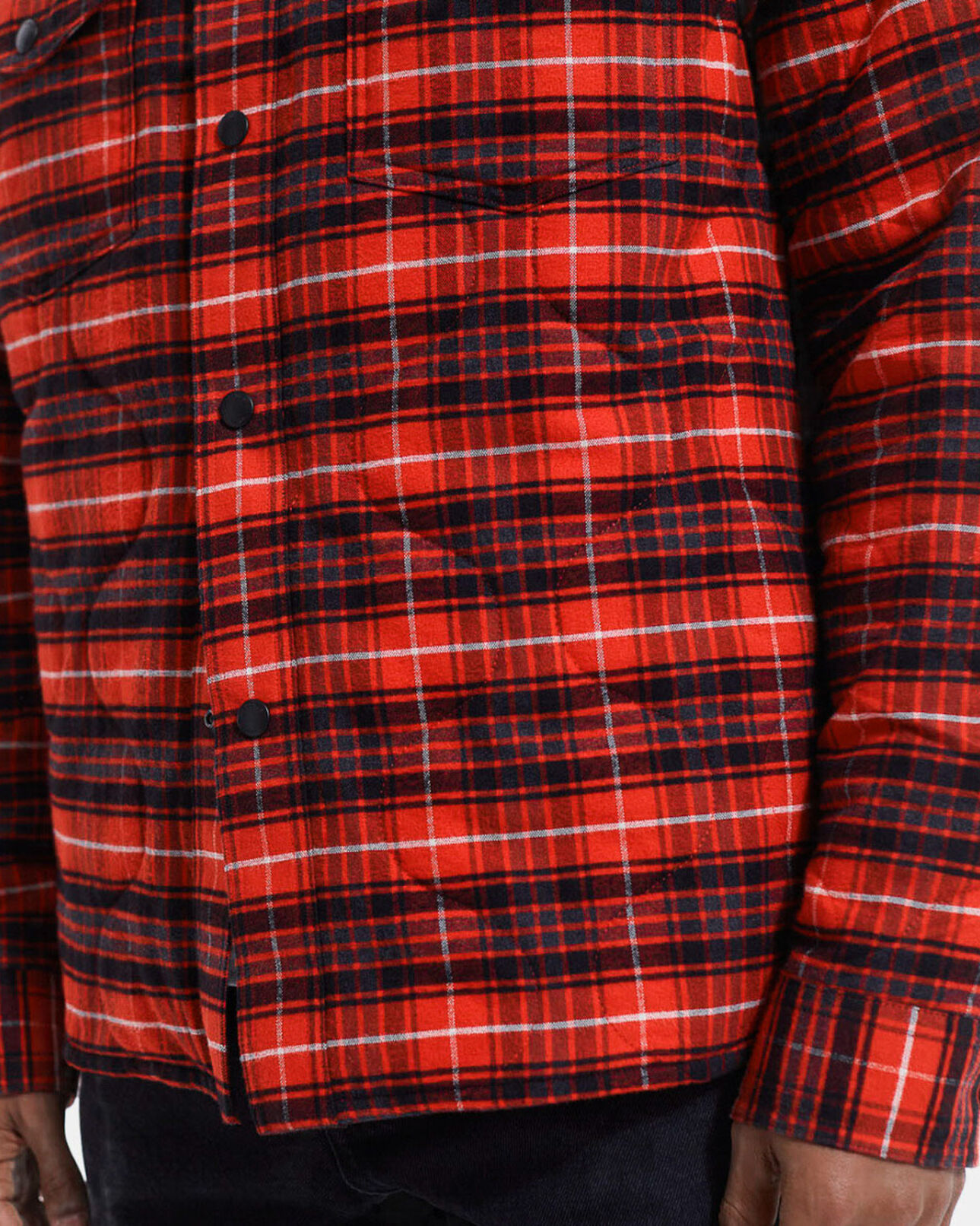 The Kooples MEN RED / BLACK red quilted cotton jacket with buttons