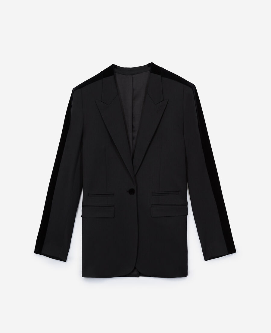 Black suit jacket with velvet trims