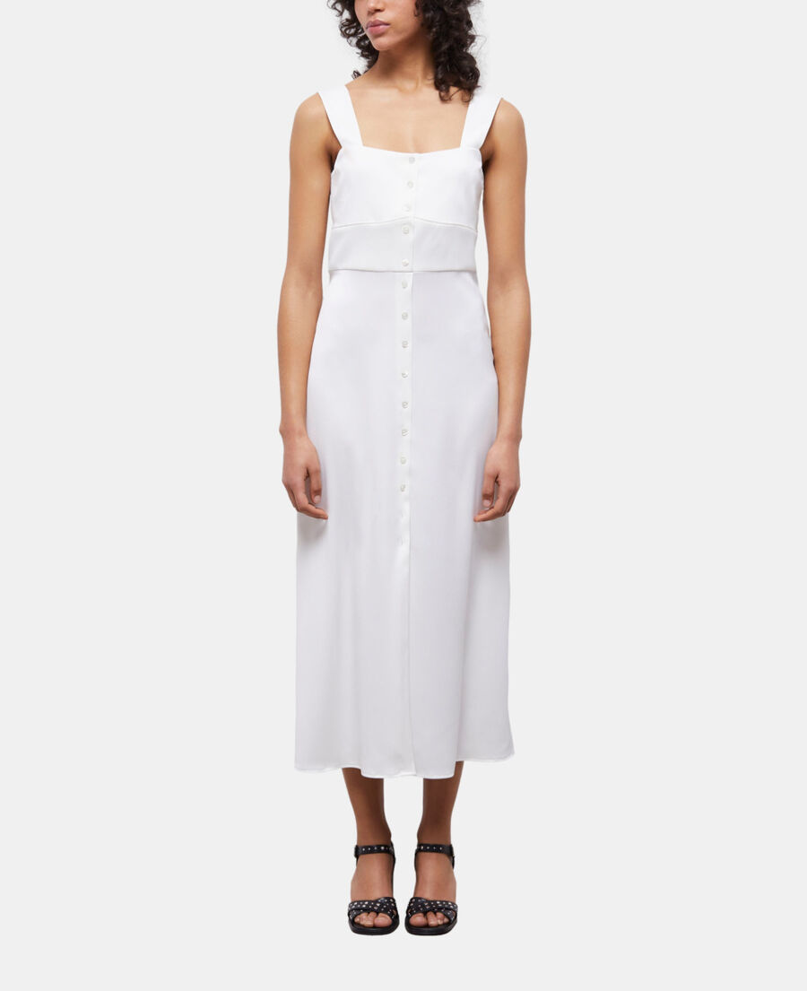 The Kooples MUJER ECRU vestido largo blanco botonadura