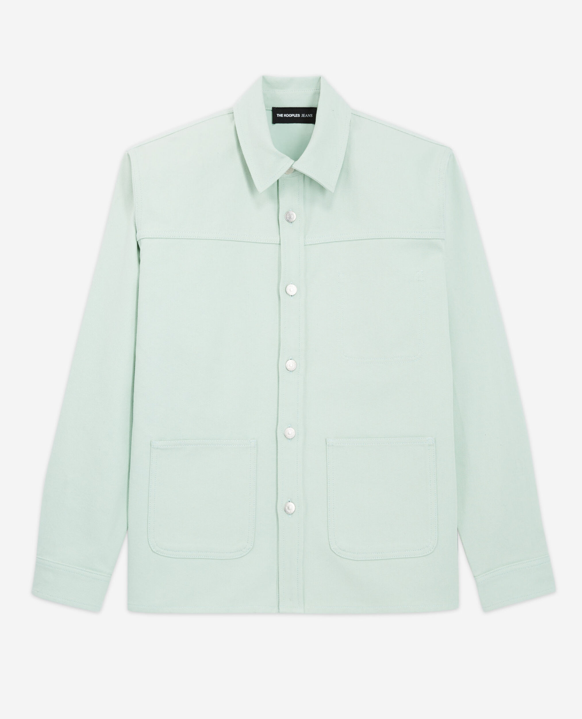 Camisa algodón verde claro bolsillos parche, GREEN WATER, hi-res image number null