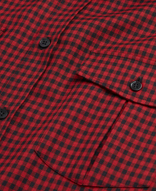 The Kooples HOMME RED / BLACK chemise col classique en laine à carreaux