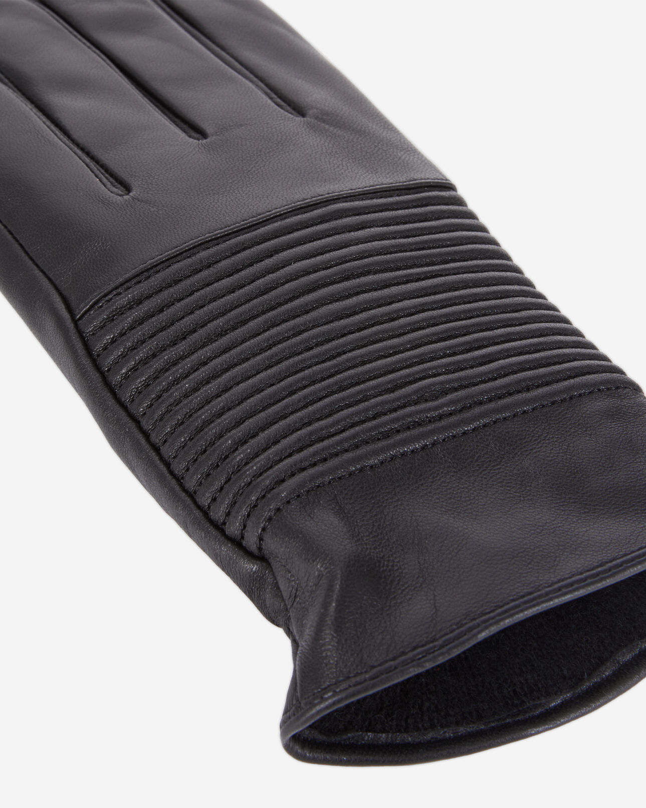 The Kooples HOMME BLACK gants homme en cuir noir avec nervures
