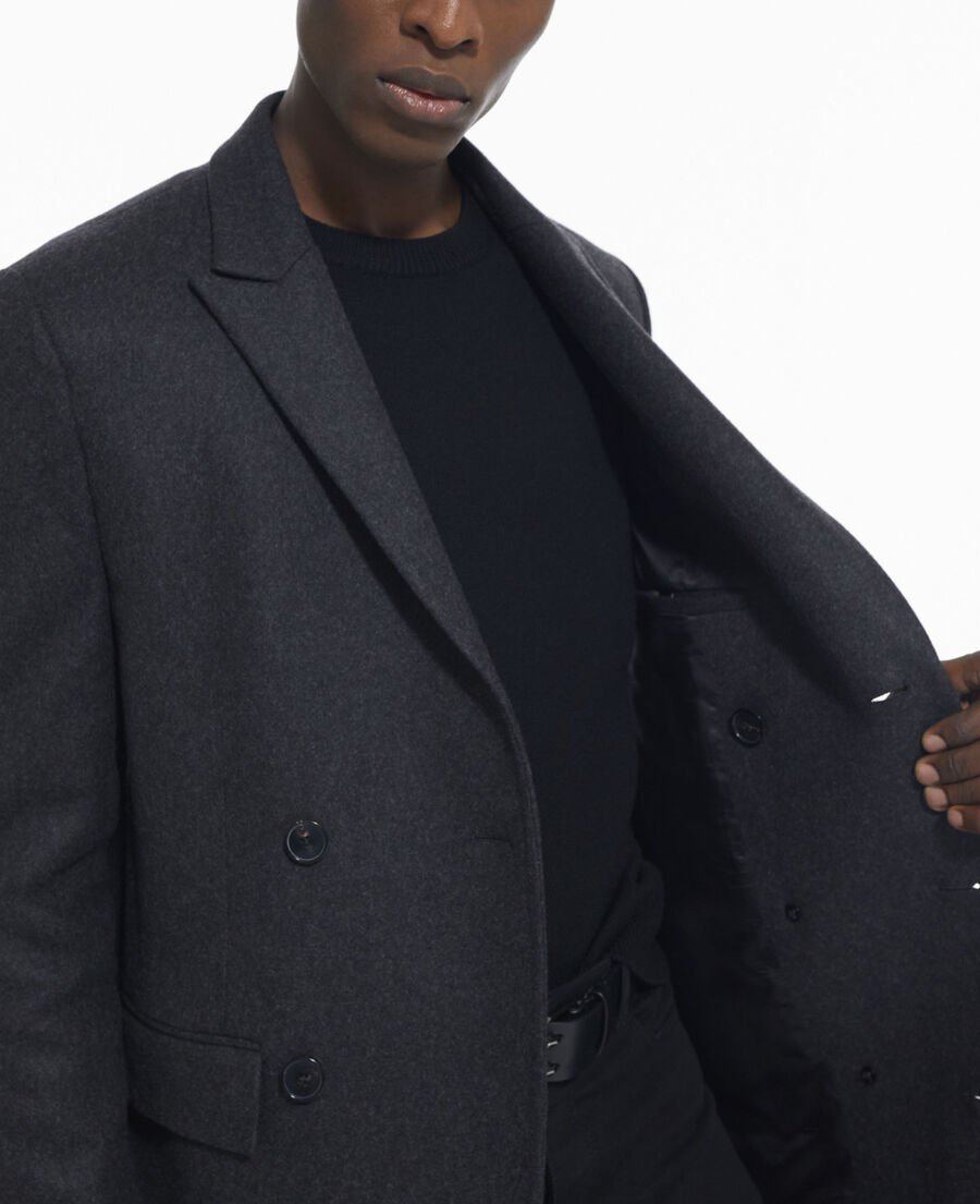 manteau long en laine gris