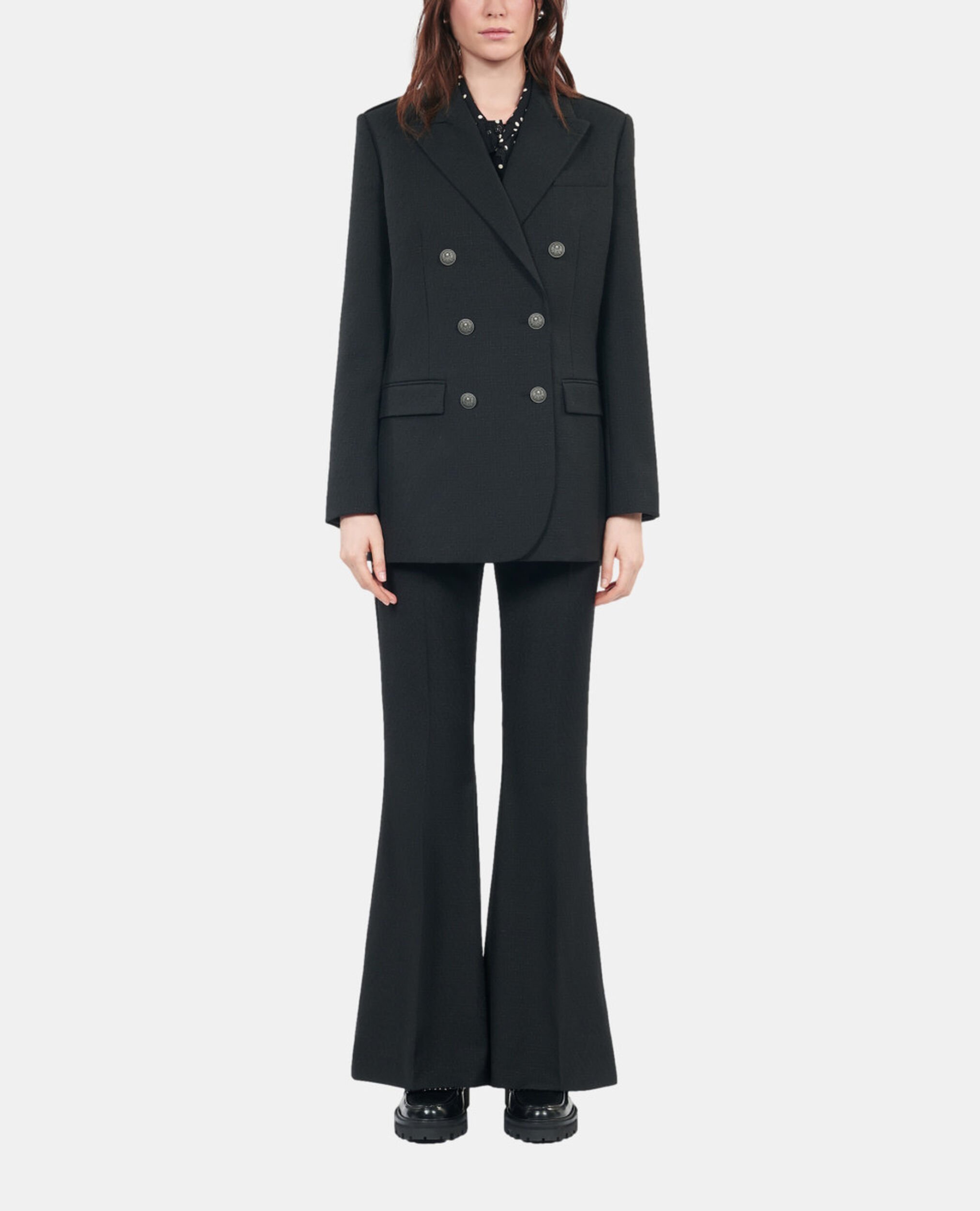 Black wool blend suit jacket, BLACK, hi-res image number null