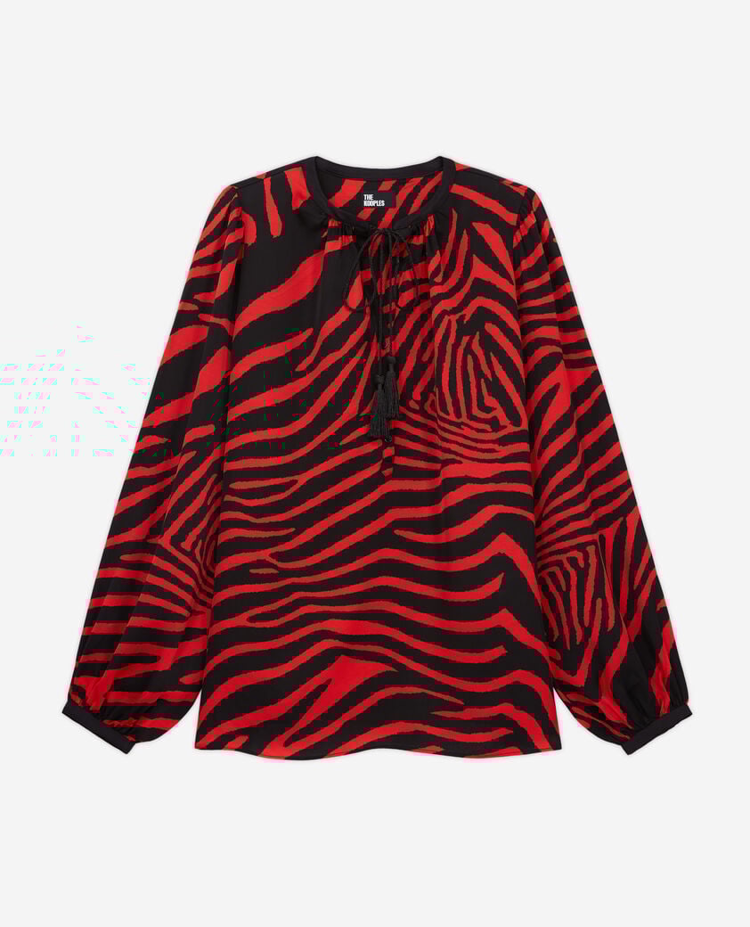 The Kooples F BLACK - RED red printed blouse