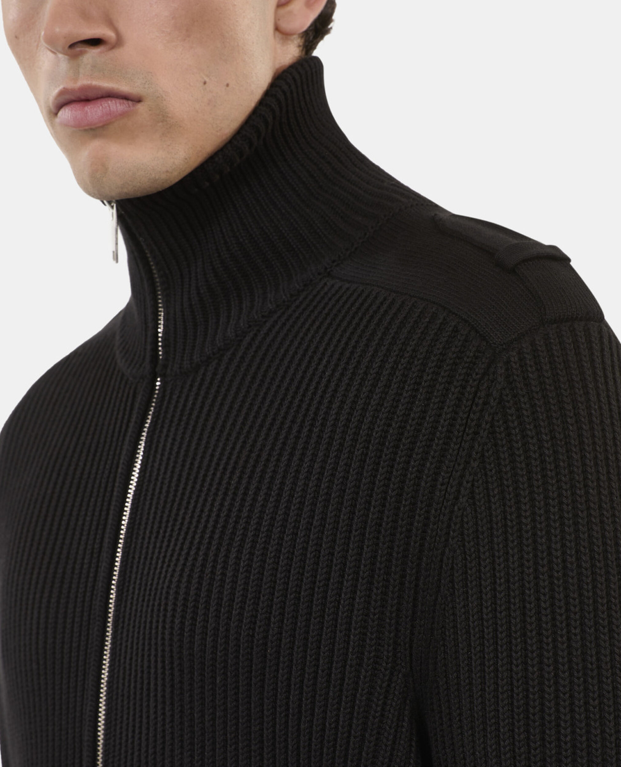 Black cotton cardigan, BLACK, hi-res image number null