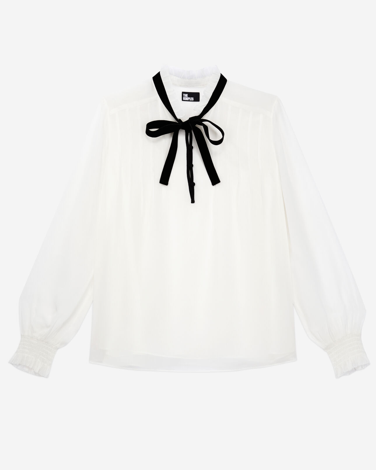 The Kooples WOMEN OFF WHITE ecru top with velvet detail