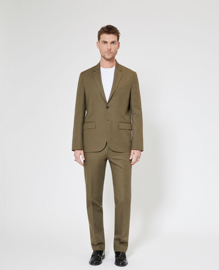 The Kooples HOMME KAKI veste de costume en coton lin kaki