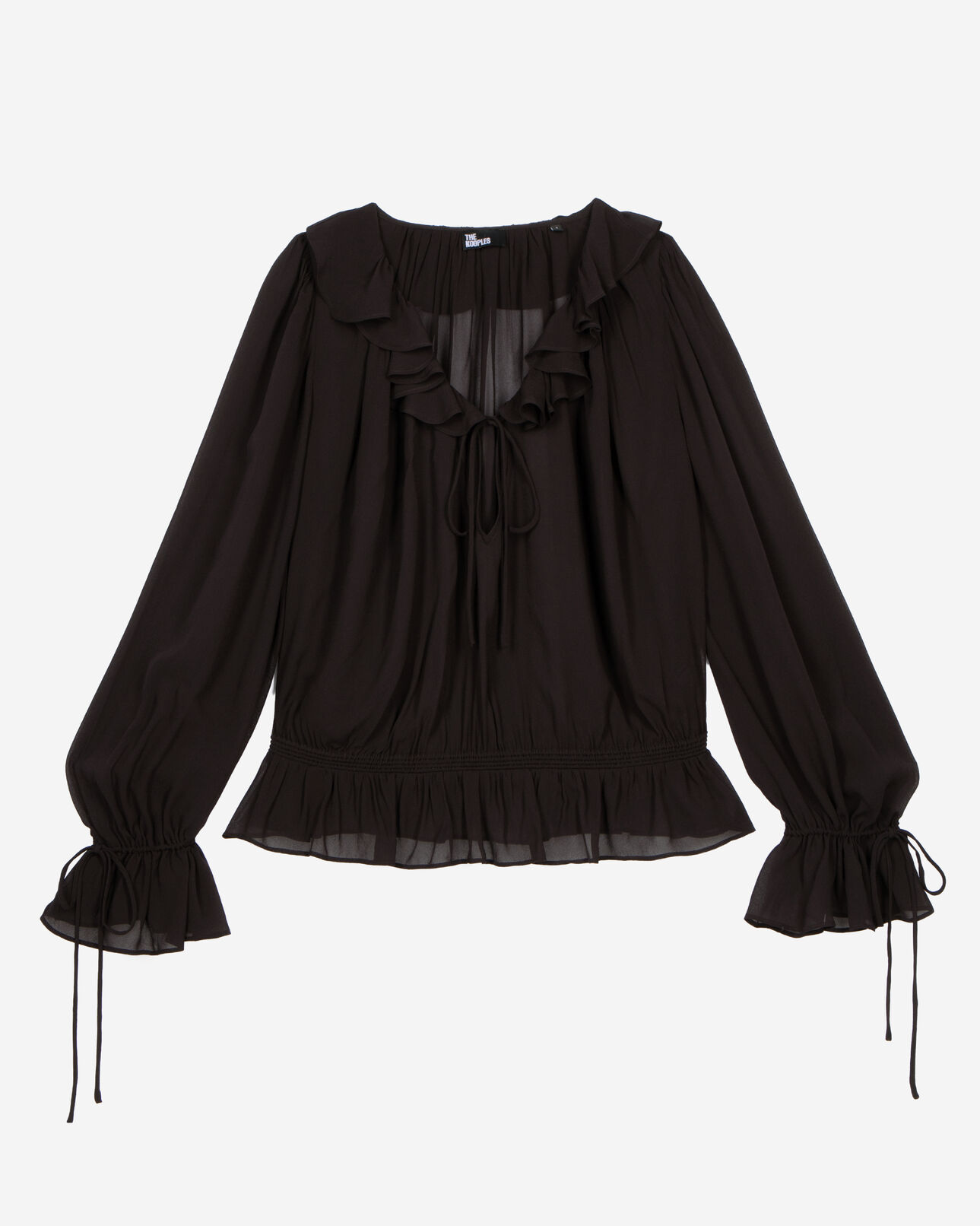 The Kooples FEMME BLACK STONE top avec volants noir