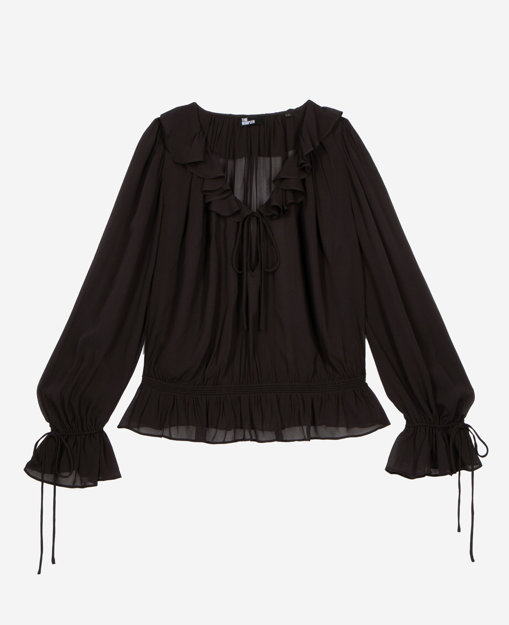 The Kooples WOMEN BLACK STONE black ruffled top