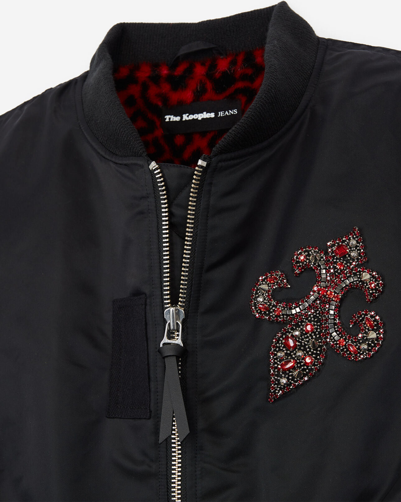 The Kooples FEMME BLACK blouson bombers noir broderie badge fleur de lys