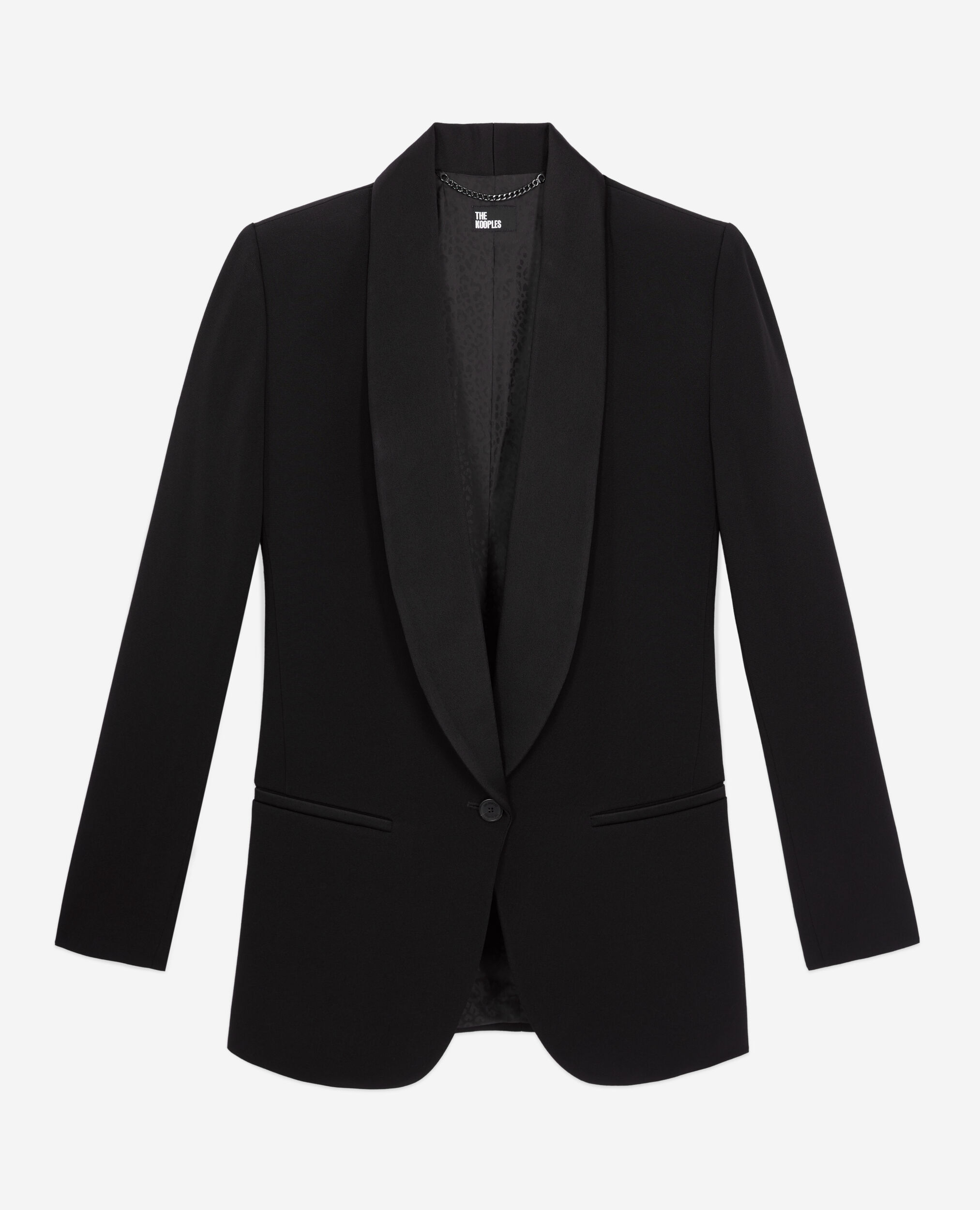 Black crepe suit jacket, BLACK, hi-res image number null