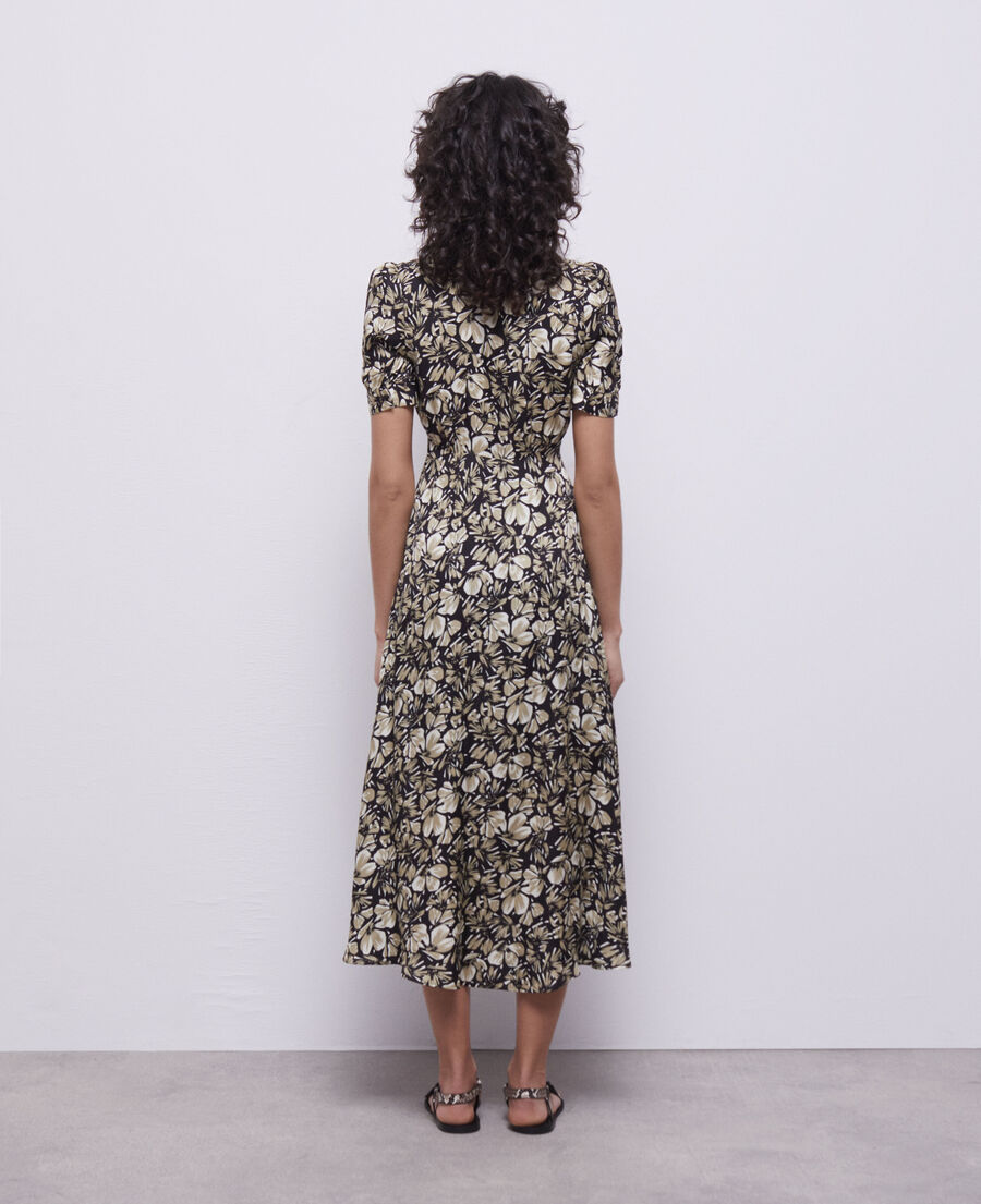 robe longue imprimée avec boutonnage