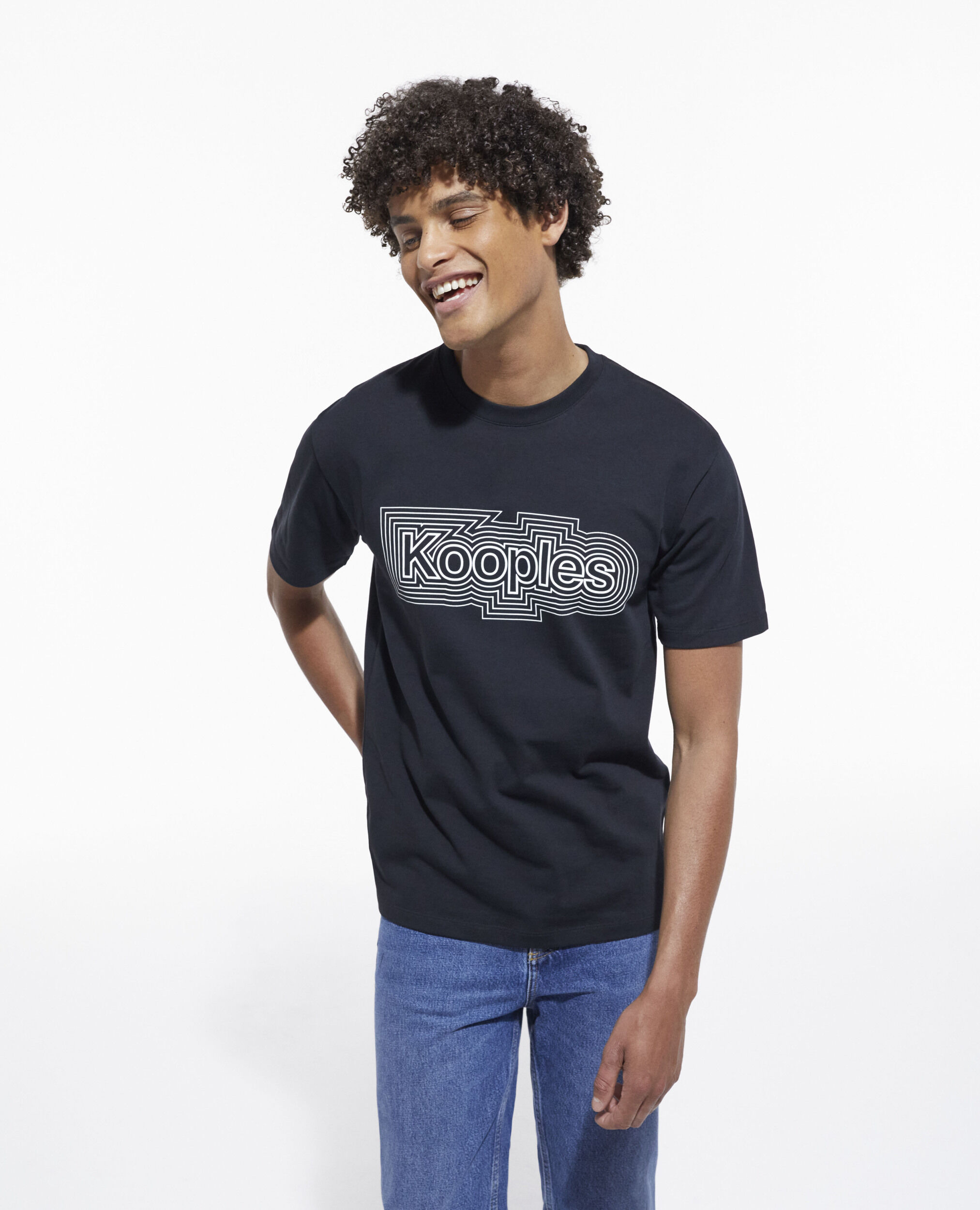 Black T shirt with screen print The Kooples US