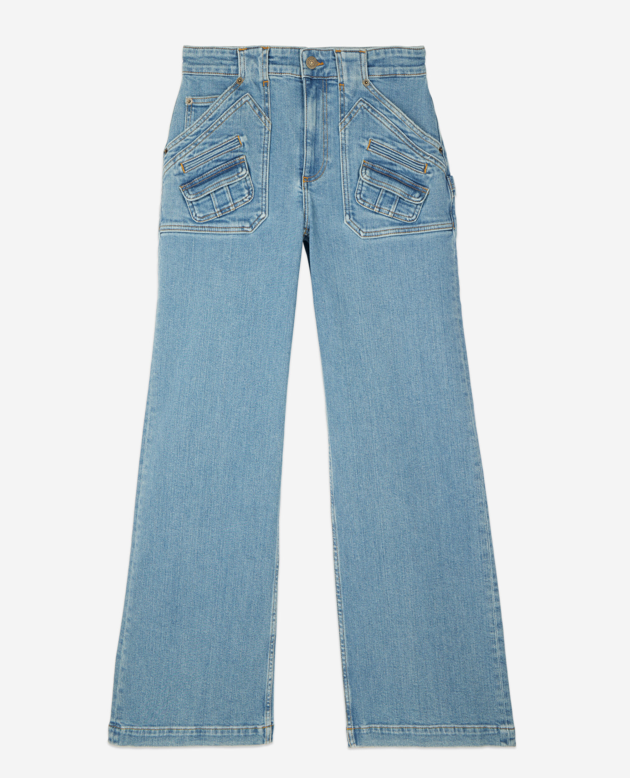 Blaue Jeans mit ausgestelltem Bein, BLUE, hi-res image number null