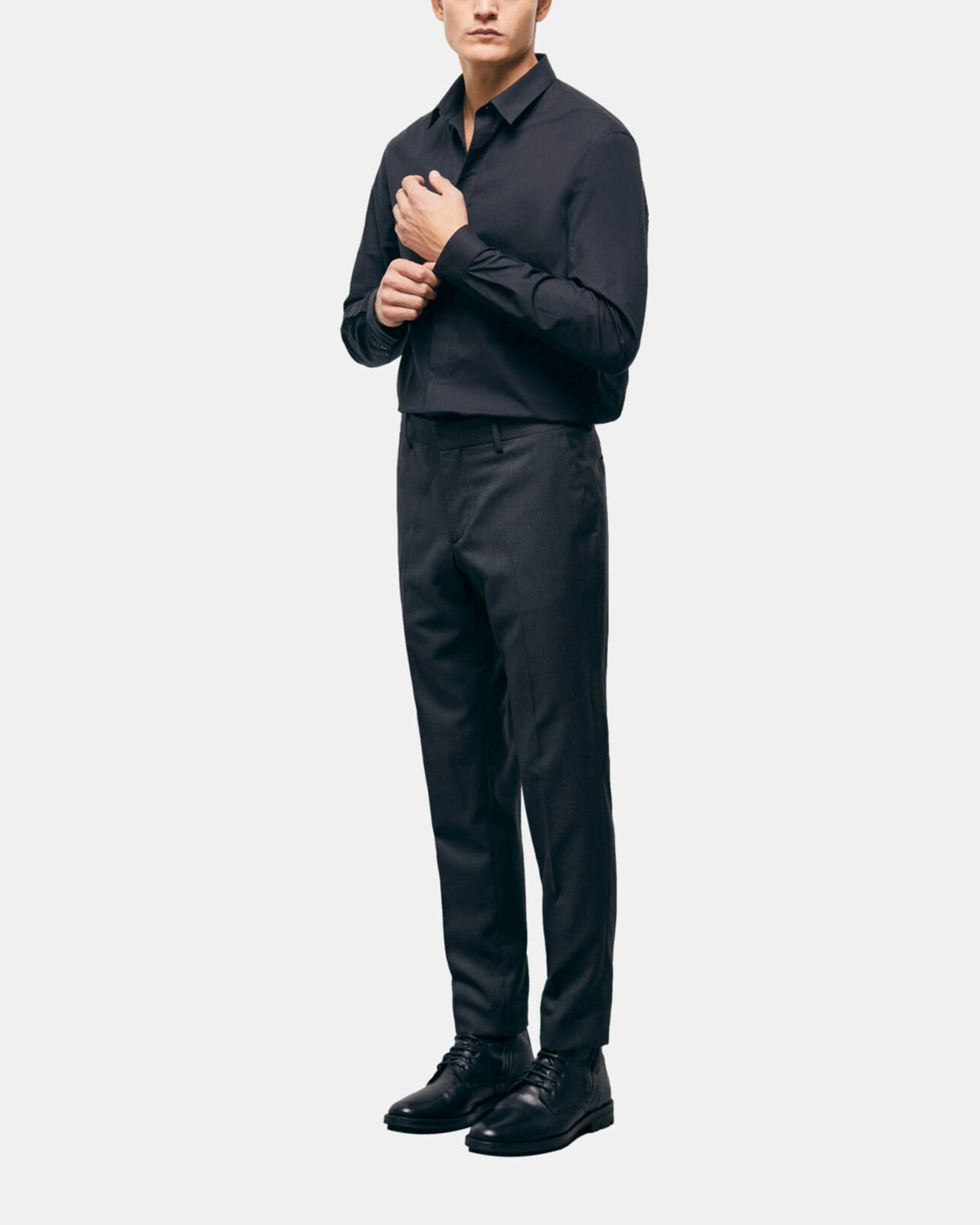 The Kooples HERREN BLACK GREY gestreifte anzughose aus wolle