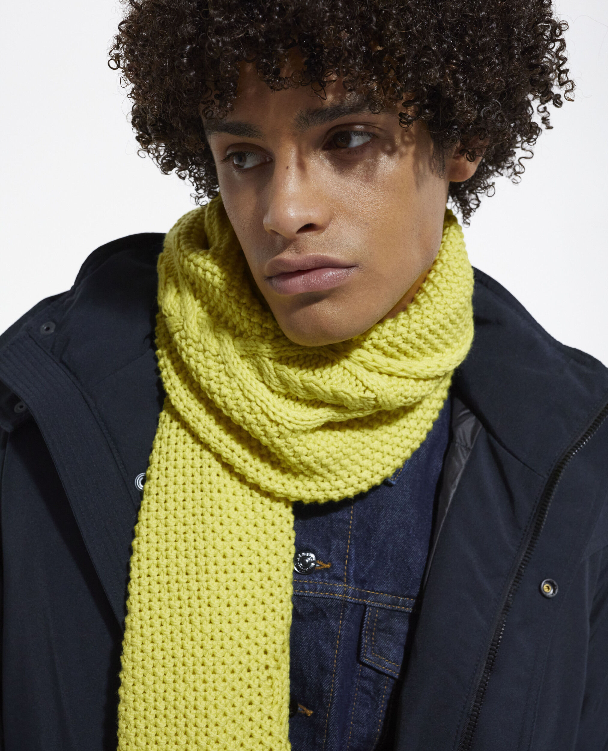Yellow wool scarf, YELLOW, hi-res image number null