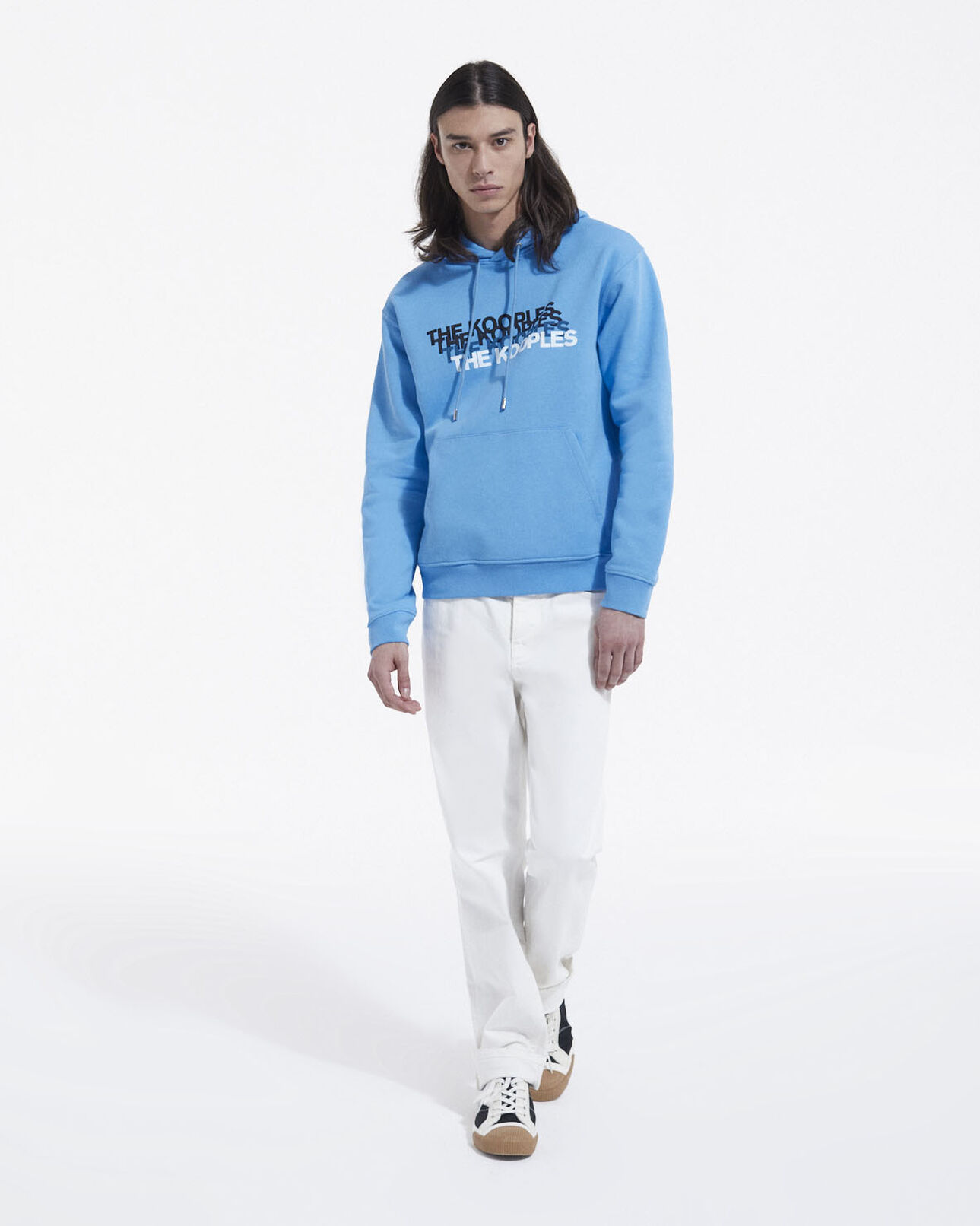 The Kooples HOMME BLUE sweat bleu coton capuche logo dégradé