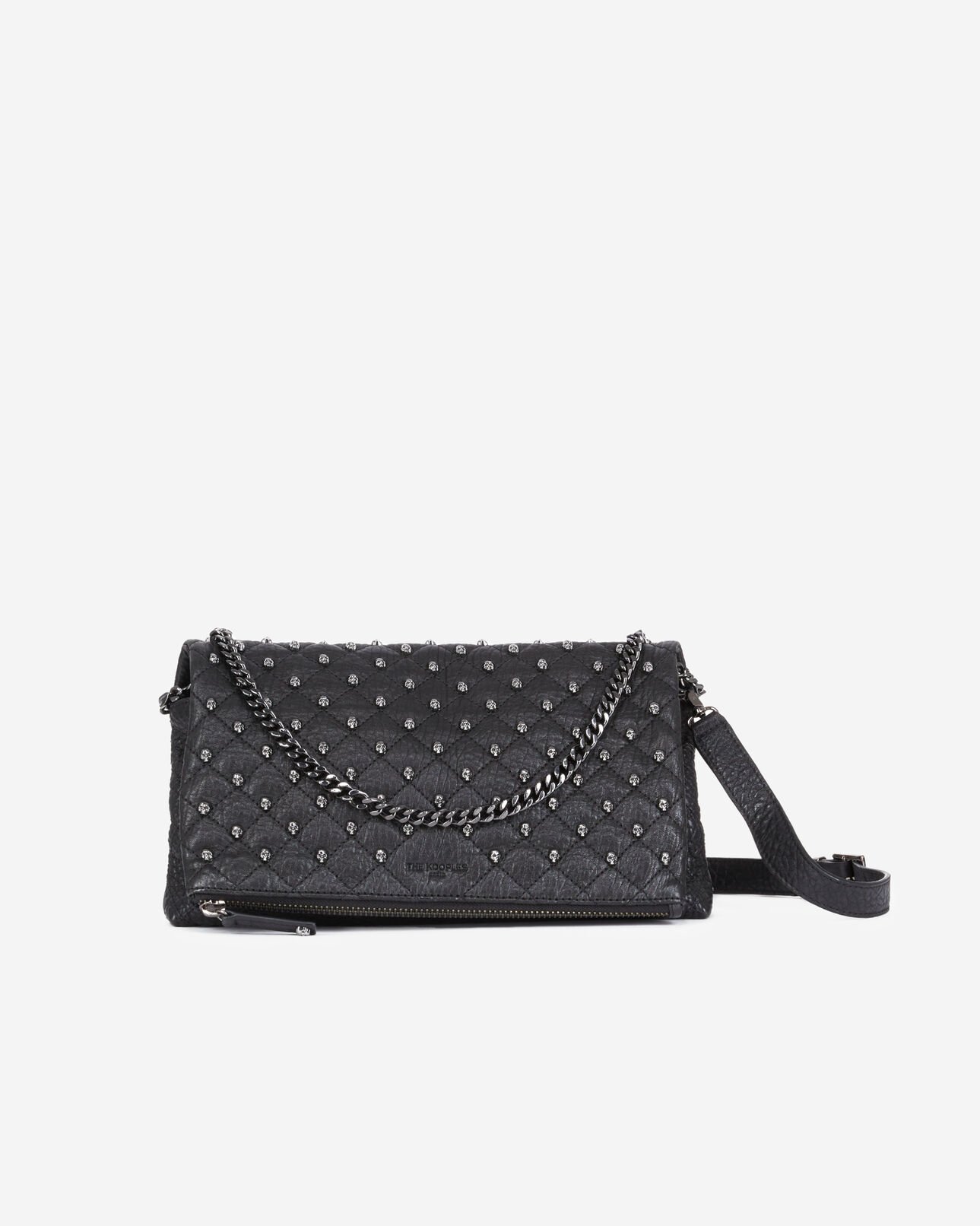 The Kooples DAMEN BLACK mittlere heritage-tasche aus schwarzem leder