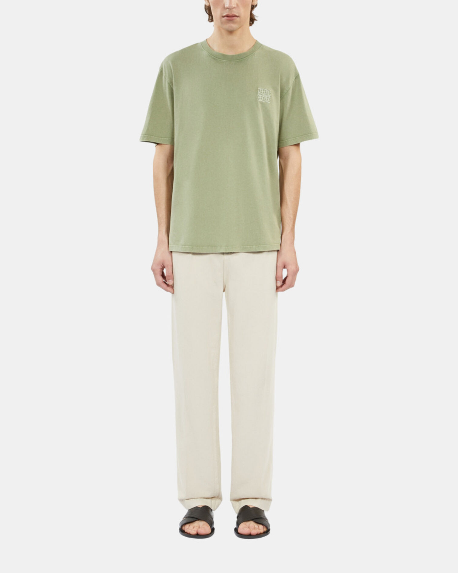 Light green t-shirt with Logo embroidery, KAKI GREY, hi-res image number null