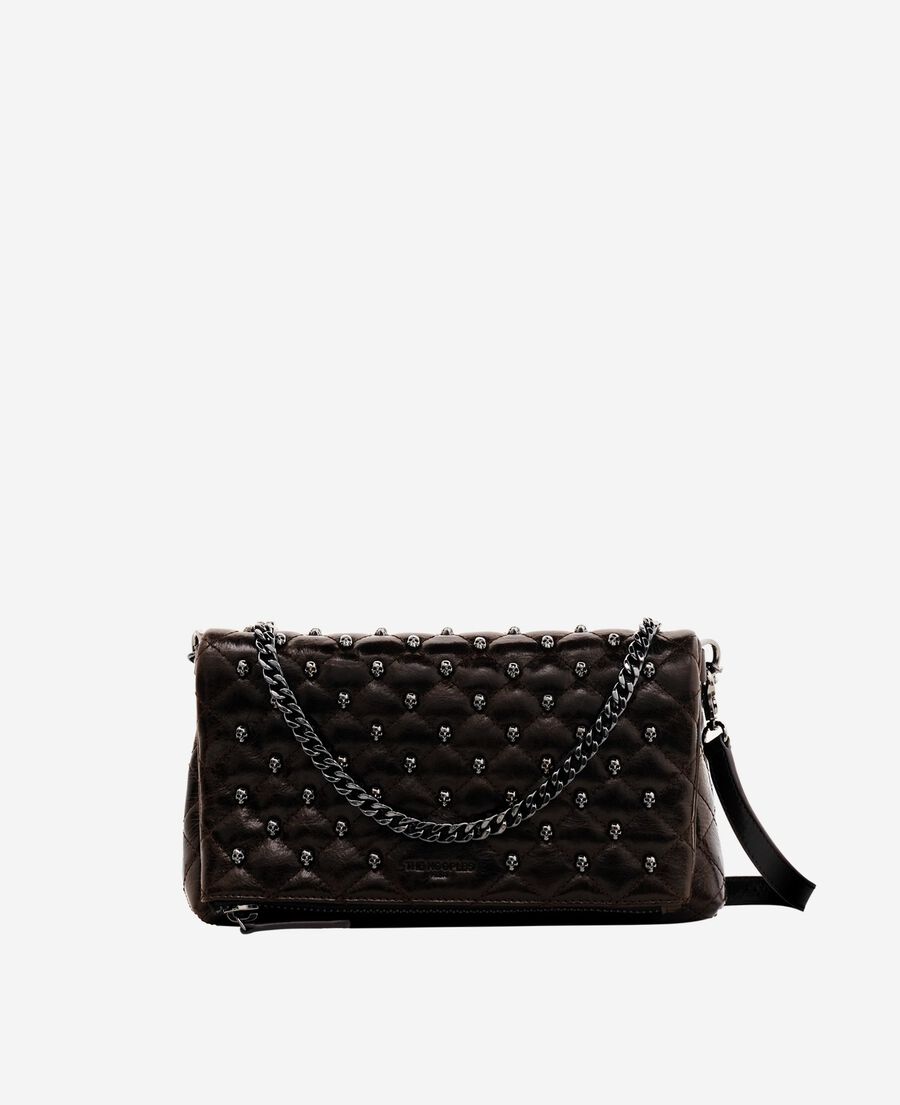 The Kooples FEMME BROWN pochette héritage small en cuir craquelé marron