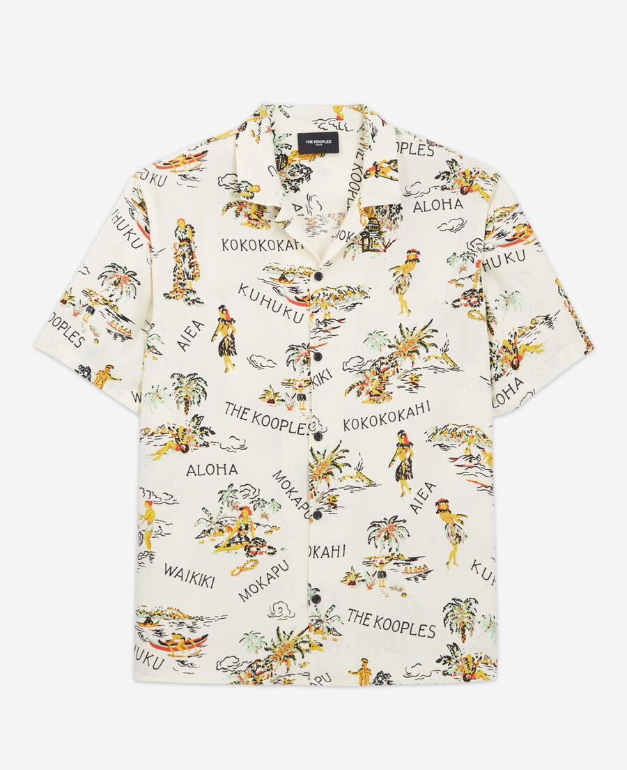 men’s ecru shirt with floral print