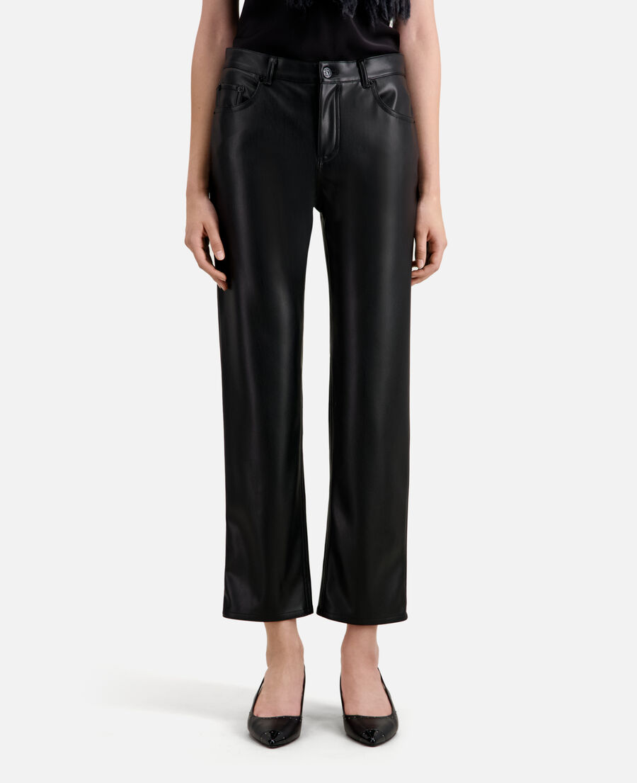 black leather effect trousers