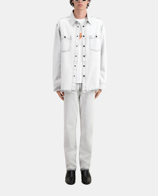white bleached denim shirt