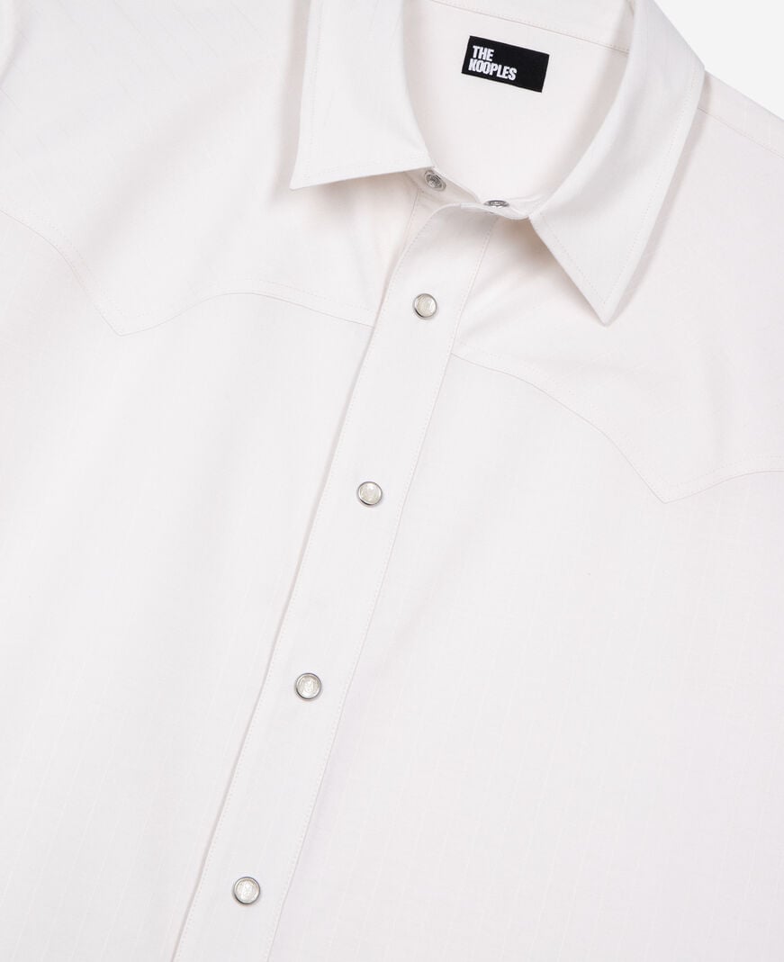 The Kooples HERREN ECRU weißes kurzärmeliges hemd