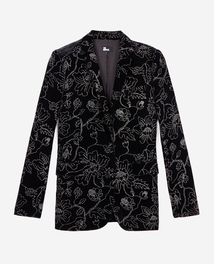 The Kooples WOMEN BLACK black velvet suit jacket