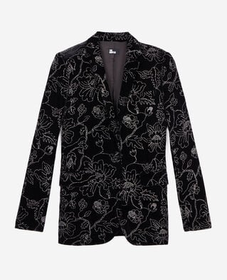 The Kooples FEMME BLACK veste tailleur en velours noire