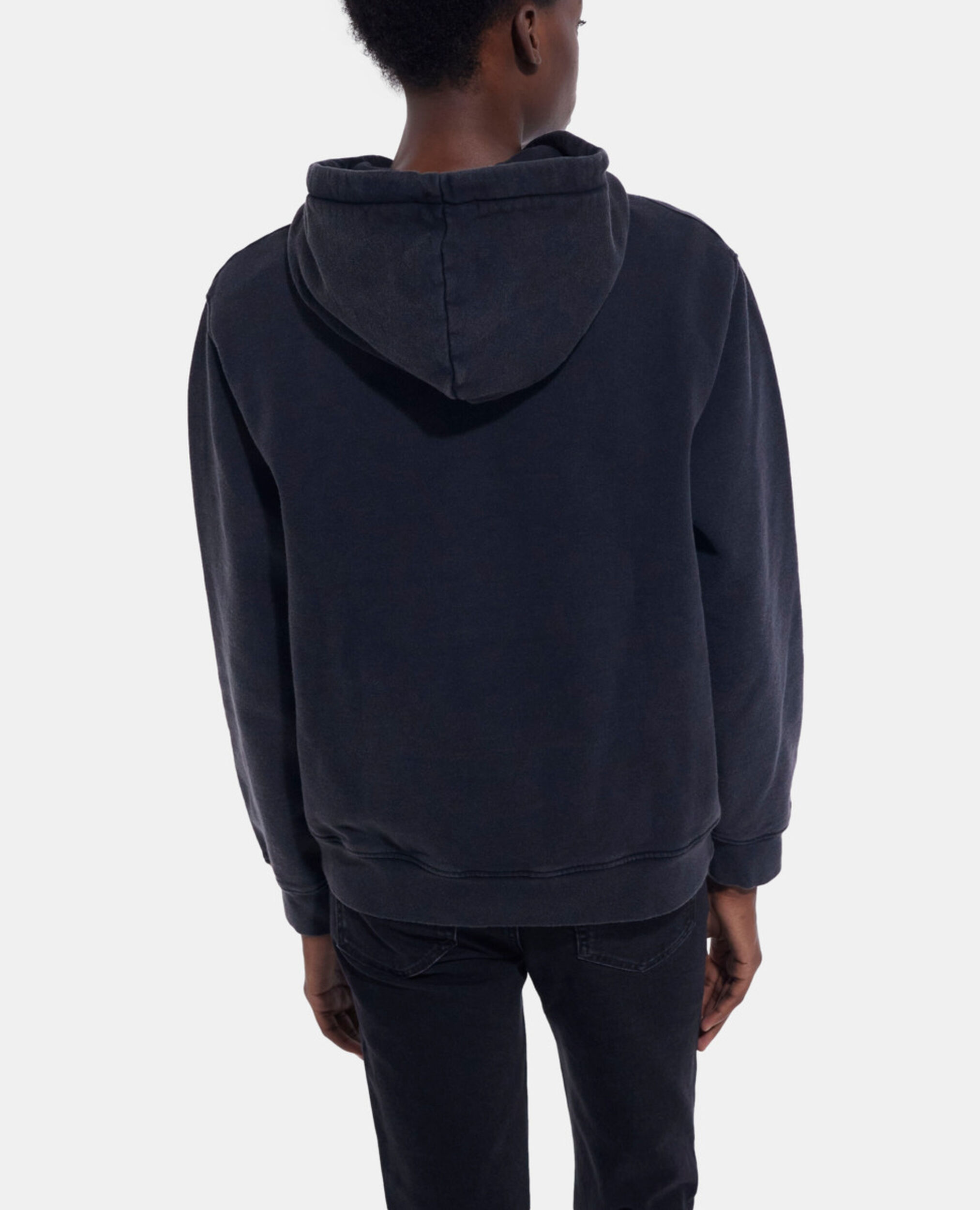 Black sweatshirt with screen print, BLACK WASHED, hi-res image number null