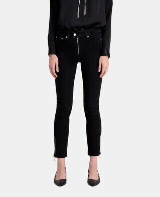 The Kooples DAMEN BLACK WASHED schwarze jeans in slim-fit mit rei&szlig;verschluss