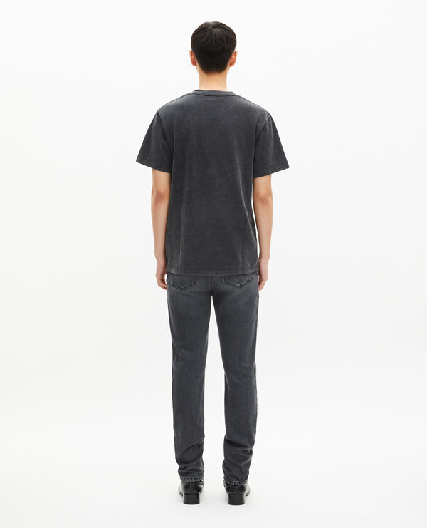 The Kooples MEN BLACK WASHED t-shirt with black panther screen print