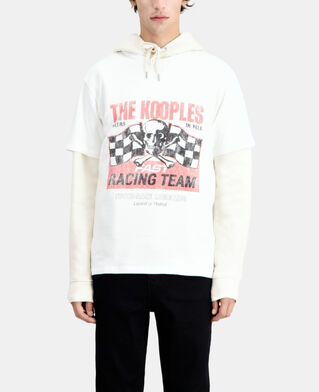 The Kooples HOMME WHITE t-shirt homme blanc avec s&eacute;rigraphie racing skull
