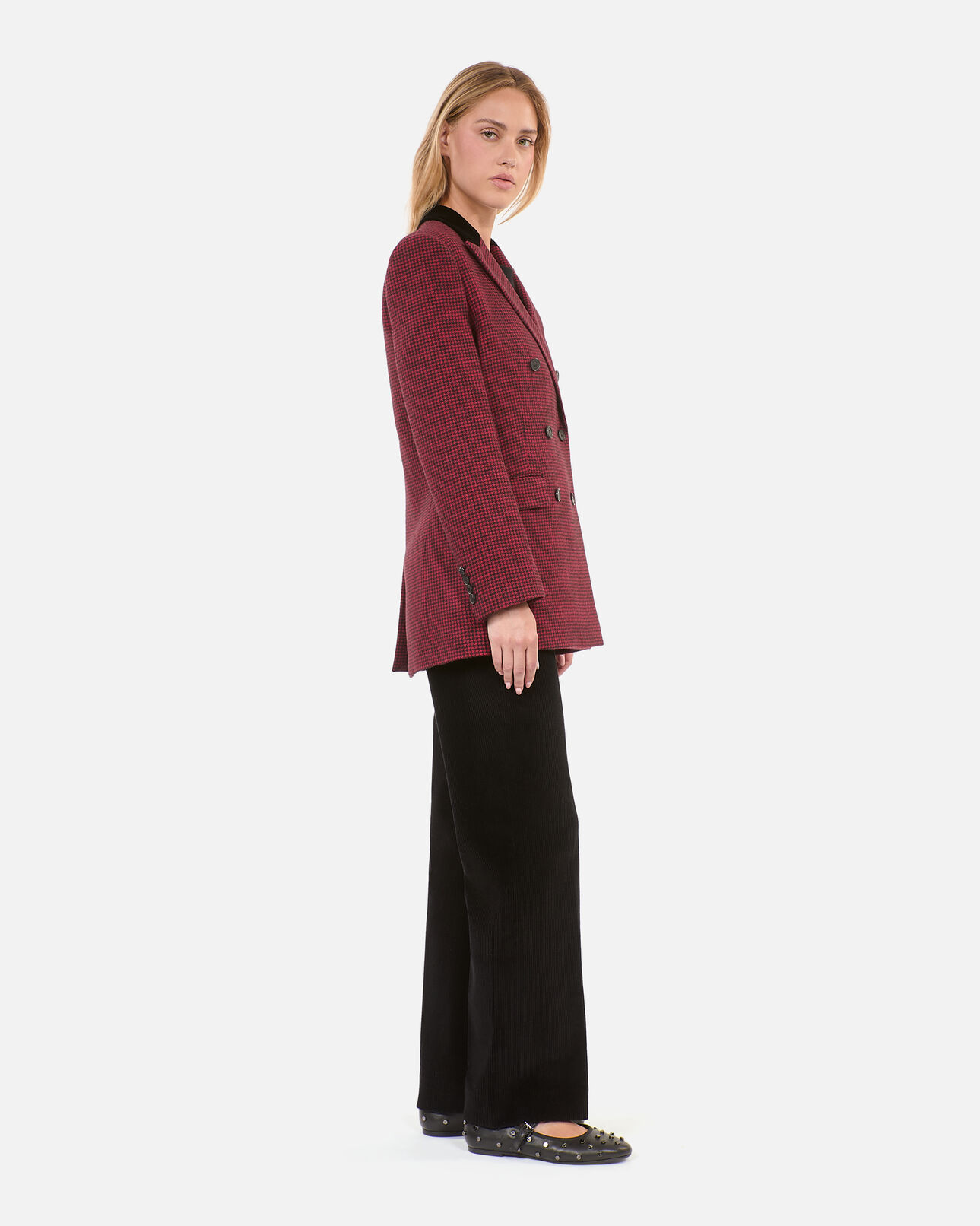 The Kooples WOMEN BLACK - RED black and red houndstooth blazer