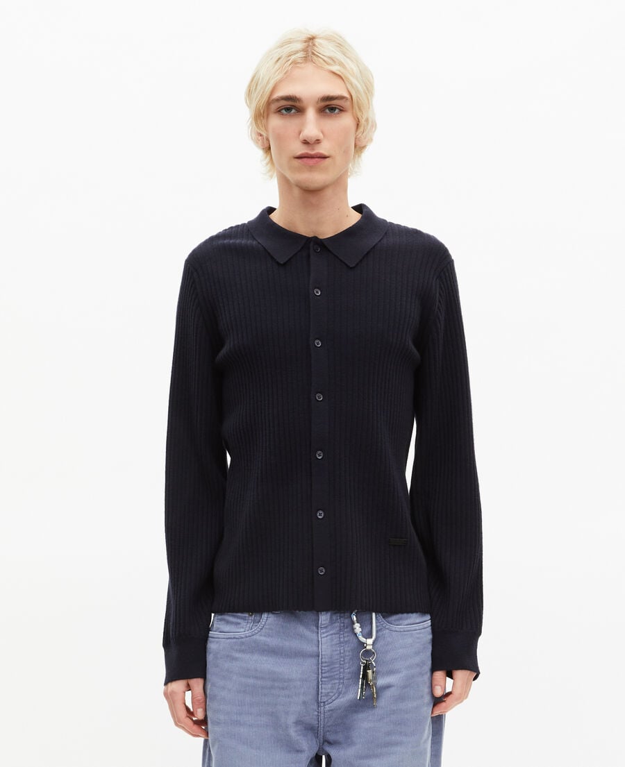 The Kooples HOMME DARK NAVY cardigan &agrave; c&ocirc;tes marine