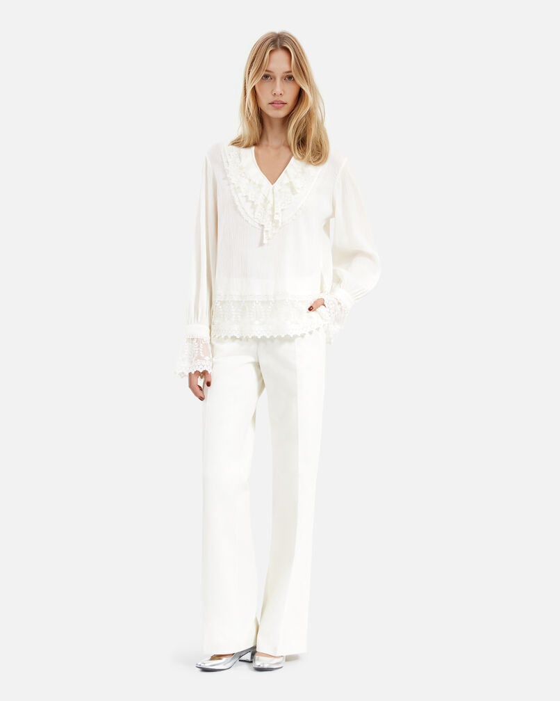 The Kooples WOMEN ECRU blouse with ecru guipure