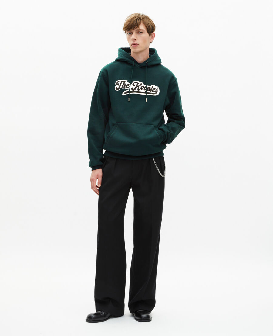 The Kooples HERREN BOTTLE GREEN kapuzen-sweatshirt mit dunkelgrünem aufnäher