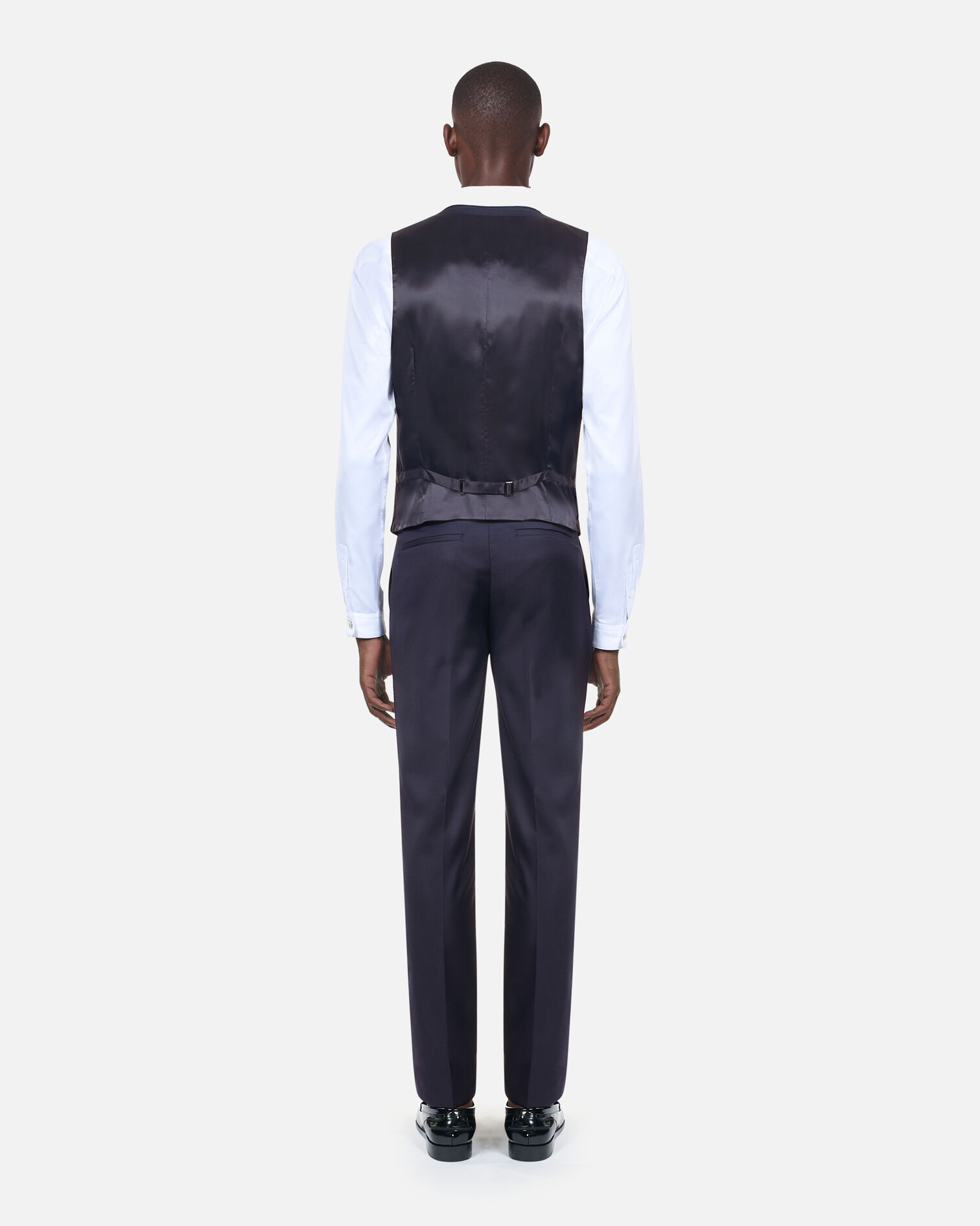 Gilet de smoking en laine bleu marine coupe ajustée, NAVY, hi-res image number null