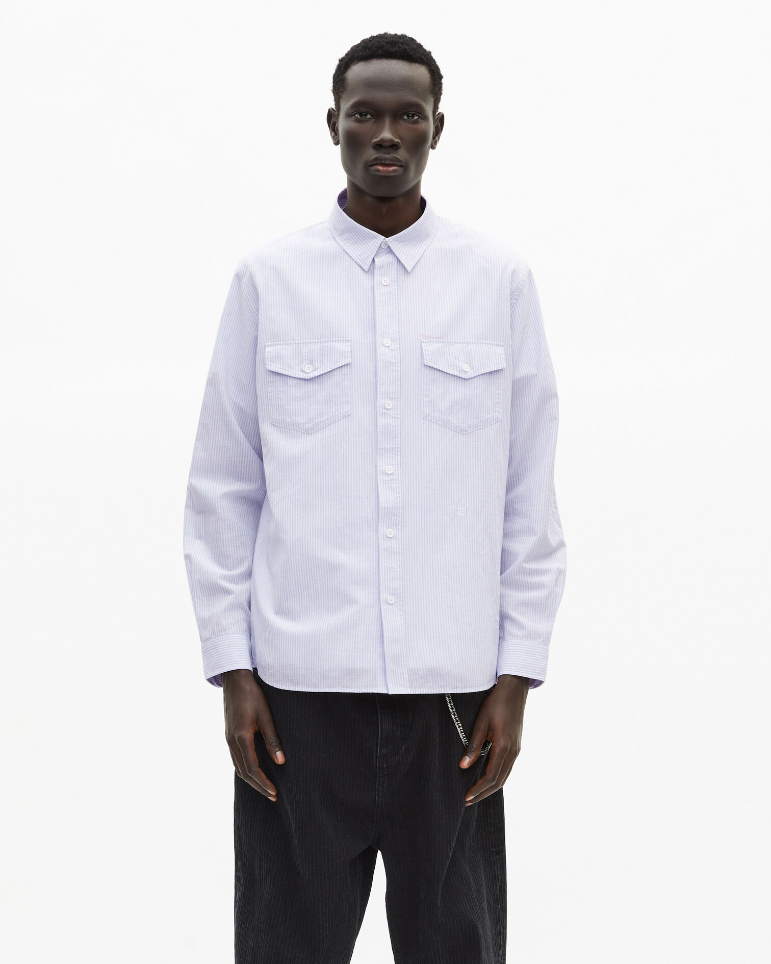 Blue striped shirt, BLUE WHITE, hi-res image number null