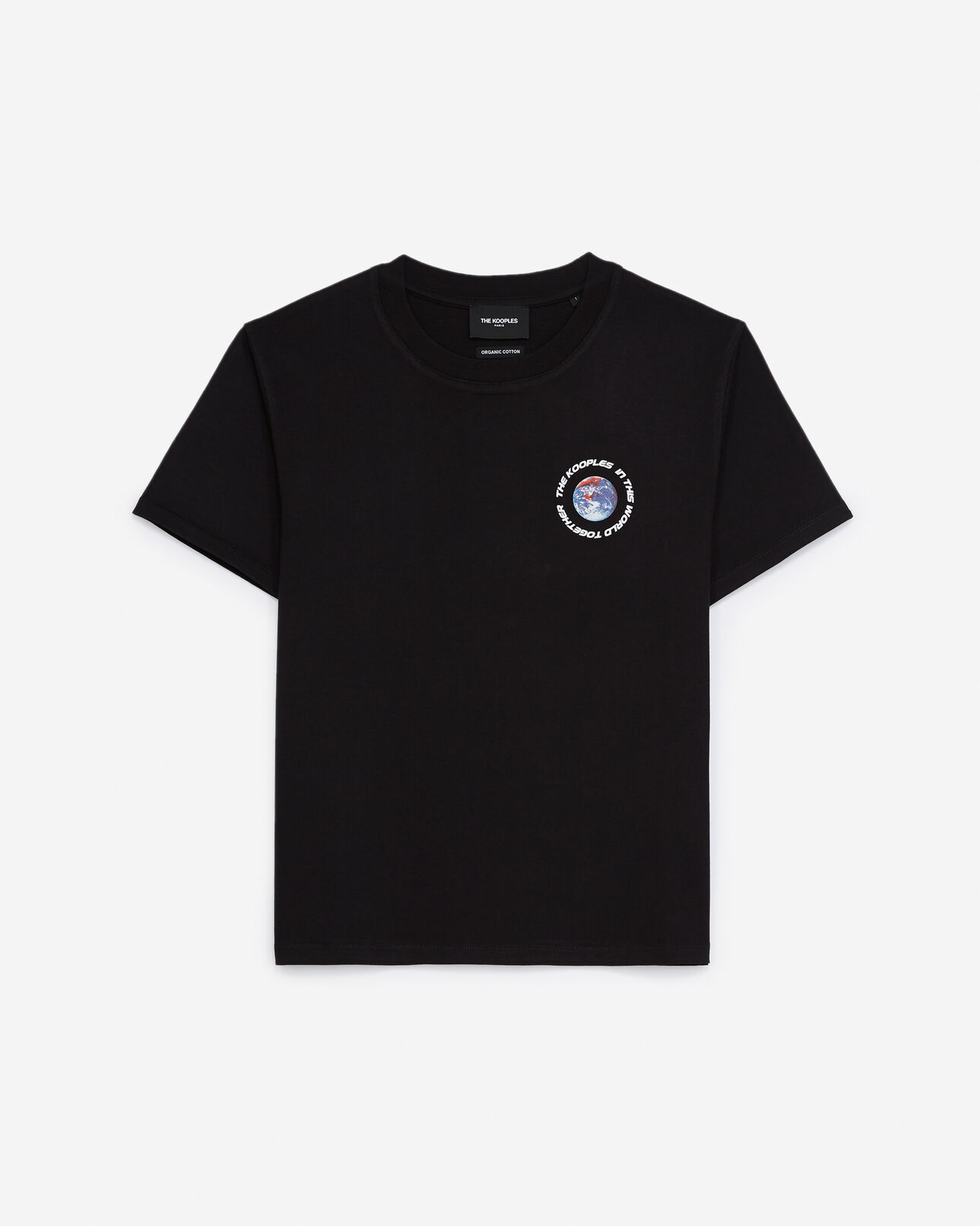 The Kooples WOMEN BLACK black cotton t-shirt with planet logo