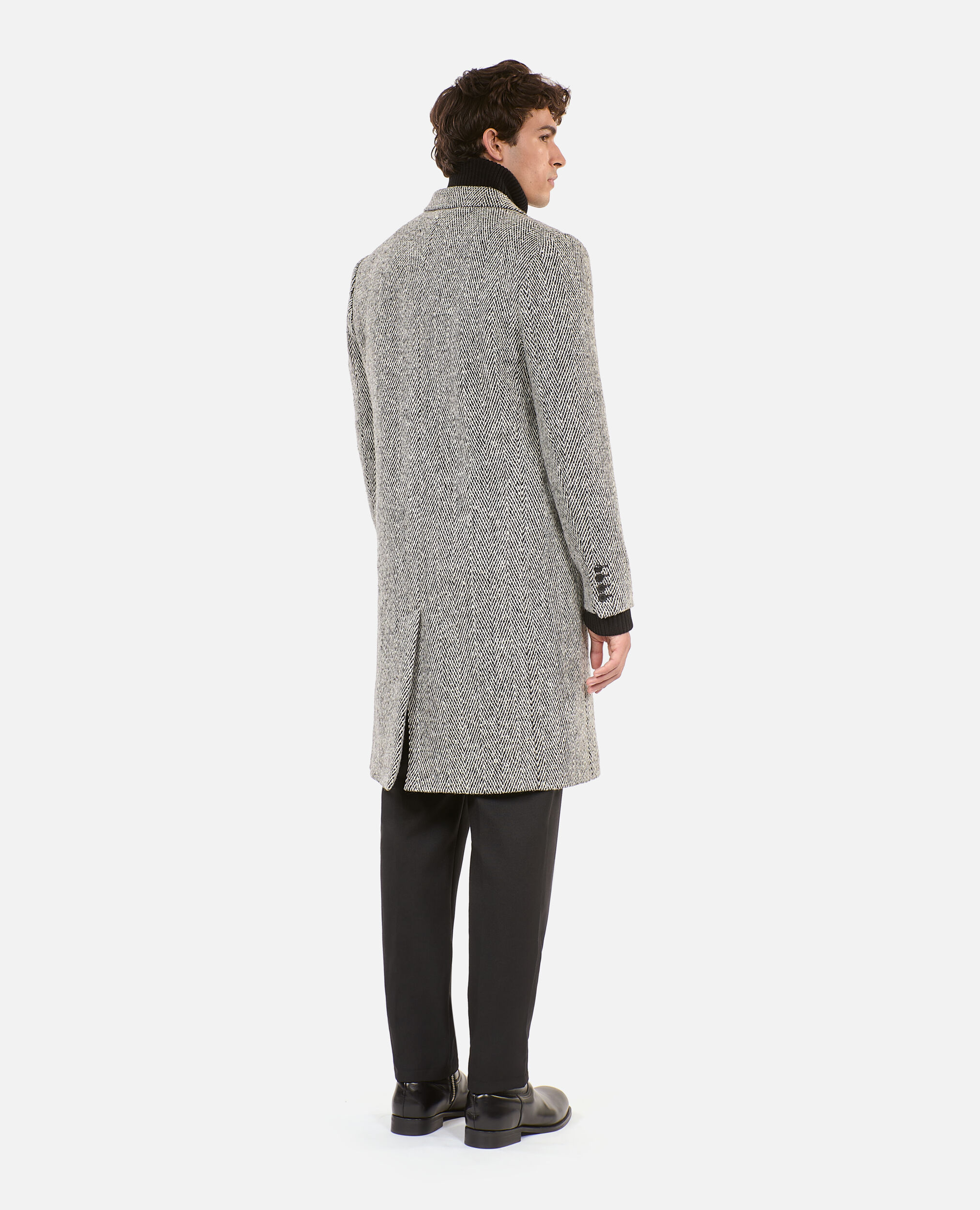 Long black and white herringbone coat The Kooples