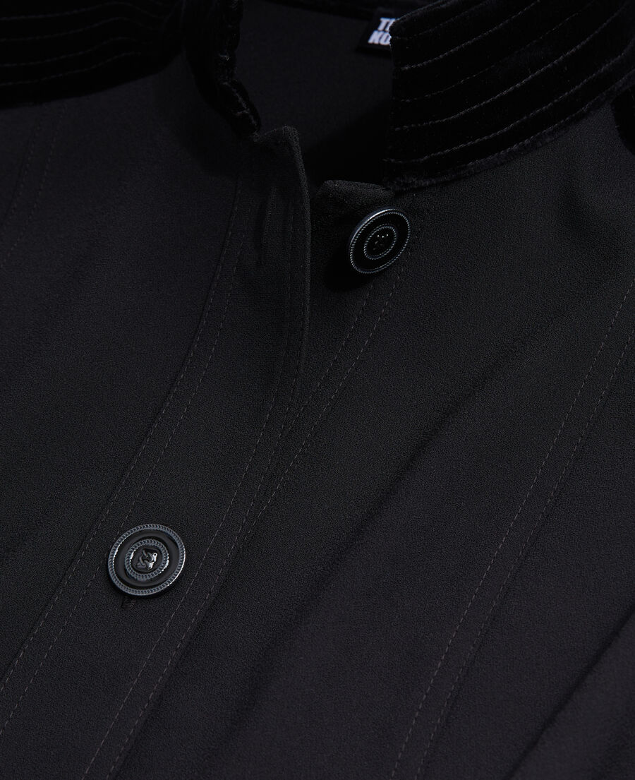 The Kooples F BLACK short black crepe dress with velvet details