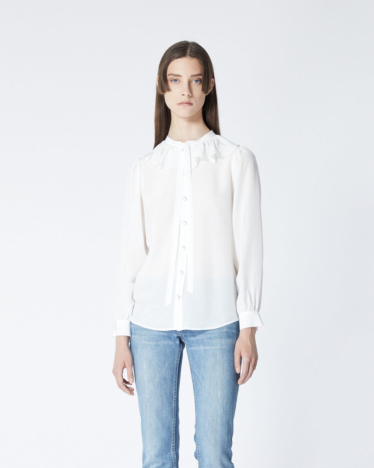 The Kooples FEMME ECRU chemise écrue soie col claudine