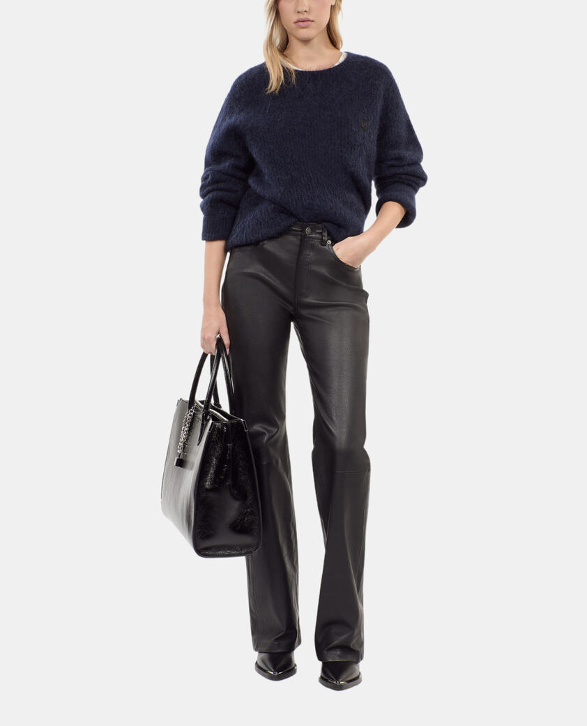 The Kooples FEMME BLACK pantalon flare en cuir noir